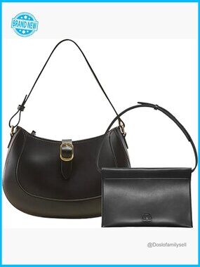 Vintage Crescent Hobo Bag with Detachable Clutch Zipper Closure Adjustable Strap